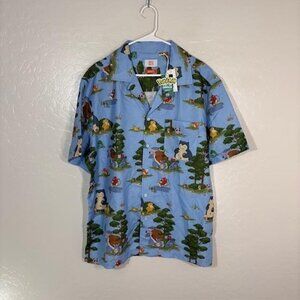 Pokemon Shirt Mens XL Blue OppoSuits Out Of Office Camp Button Front Hawaiian